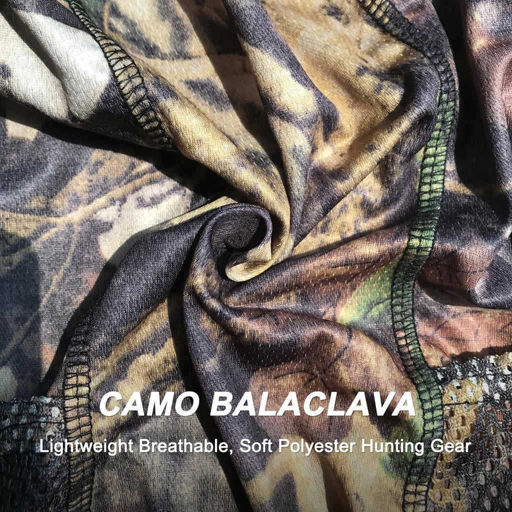 CAMOTER Camo Balaclava Mesh Face Mask - Lightweight Turkey Hunting Face Cover for Men & Women - Hunting, Fishing, Skiing (US, Alpha, One Size, CAMO A)
