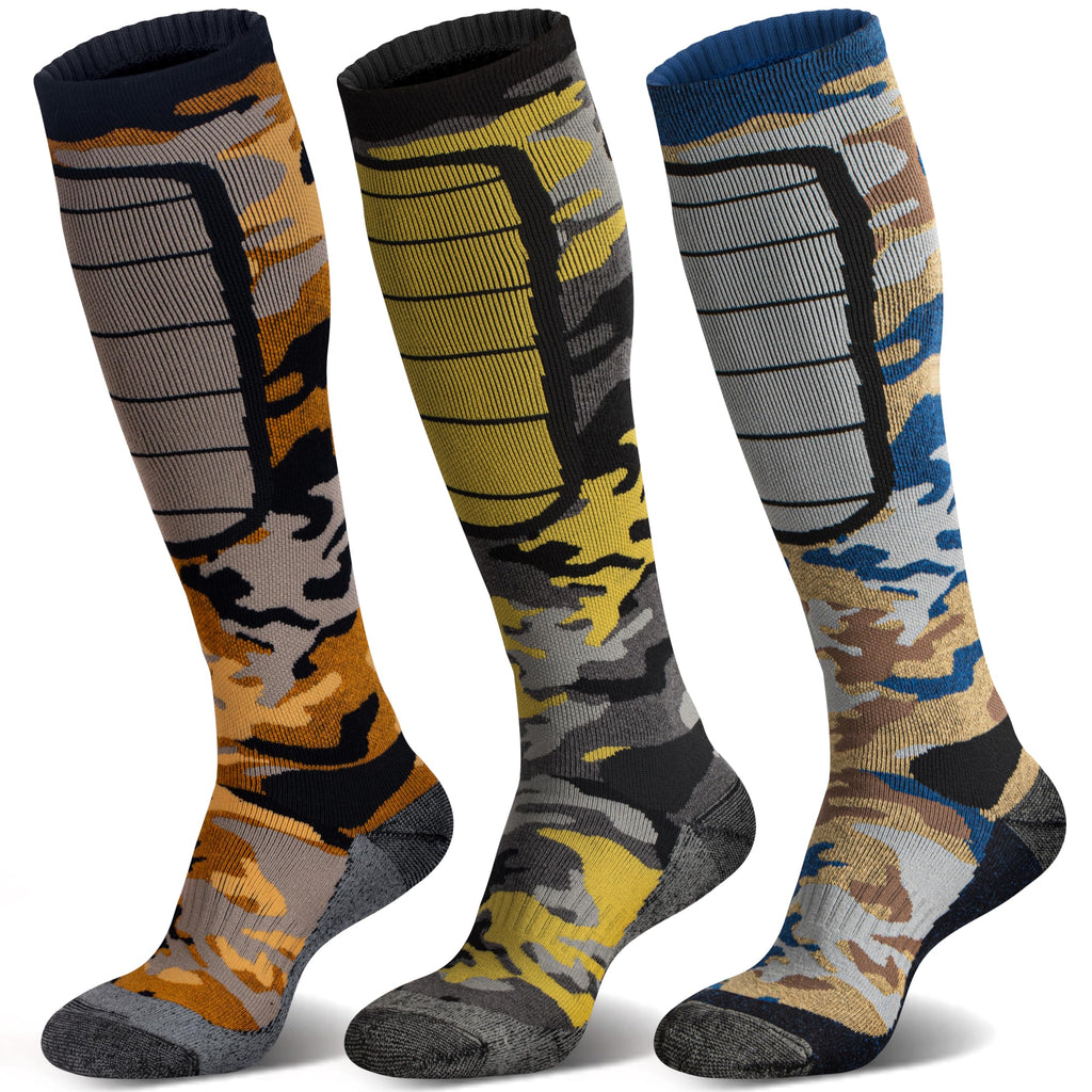 Hylaea Merino Wool Ski Socks - Cold Weather Thermal Knee-high Warm Socks for Snowboarding, Snow, Winter, Hunting, Outdoor Sports, Camo Large